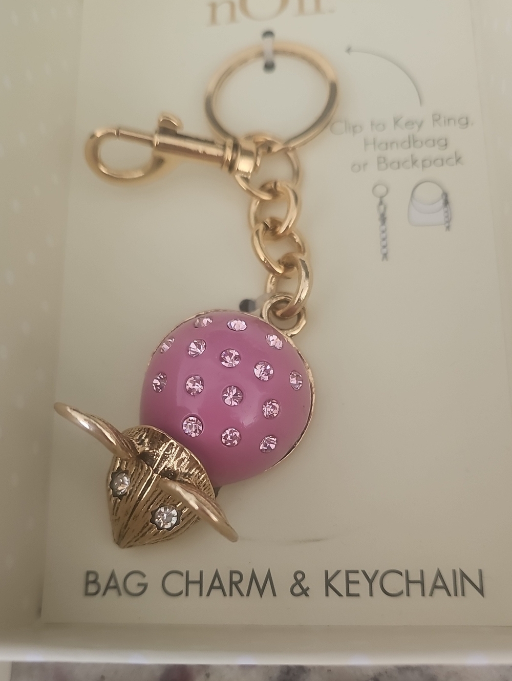 Pink Crystal Mouse Bag Charm Keychain!